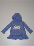 Nike Hooded Ruffle-Hem Top in heathered light blue, photo 1 of 1