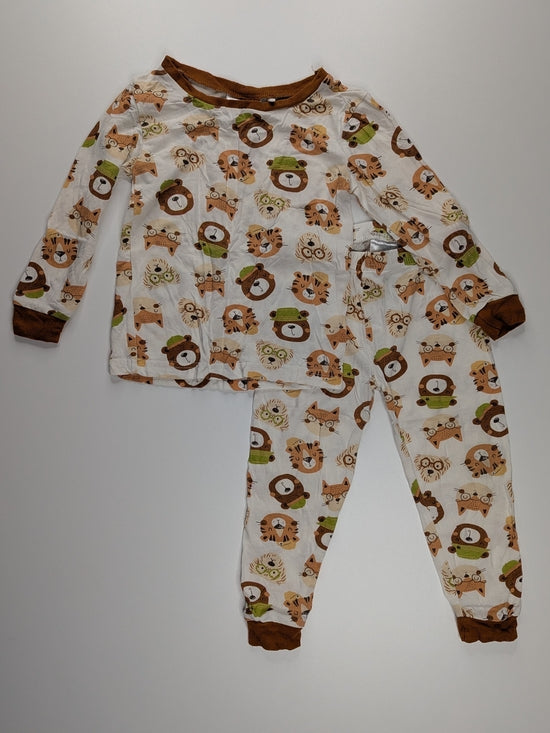 Tres Beau Et Belle Animal Print Pajama Set in white & brown, size 24 Months, photo 1 of 3