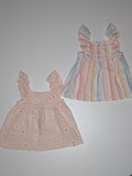 Emily & Oliver Summer Dress Set (2 Dresses) in peach floral & multicolour stripe, size 18 Months, photo 1 of 3