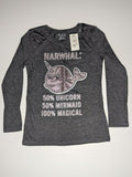The Children's Place Sparkle Narwhal Long-Sleeve T-Shirt in grey, photo 1 of 3